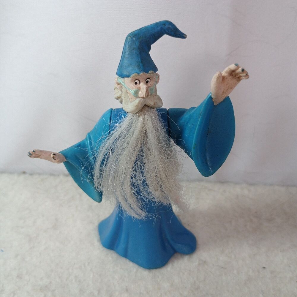 Disney Merlin Wizard Figure Sword In The Stone Flocked Beard Vintage Toy 1995